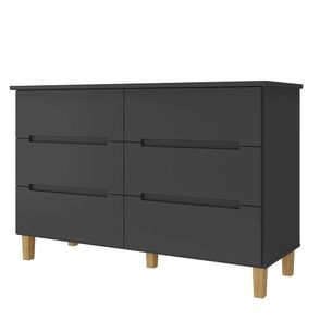 Comoda Logan 6 Gavetas em MDF cor Preto 136 cm - 73080