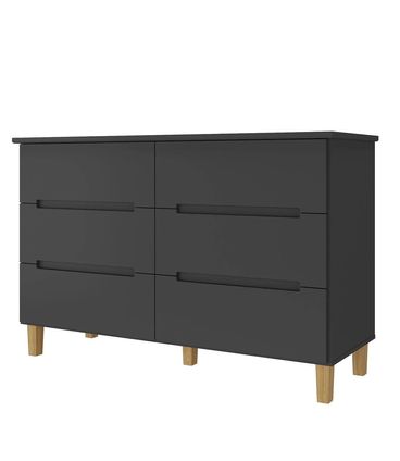 Comoda Logan 6 Gavetas em MDF cor Preto 136 cm - 73080