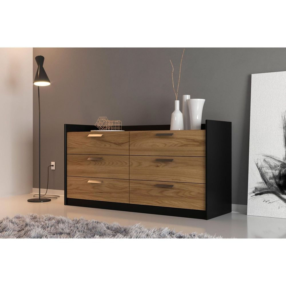 Comoda-Veneto-6-Gavetas-em-MDF-cor-Preto-e-Olmo-140-cm---72431