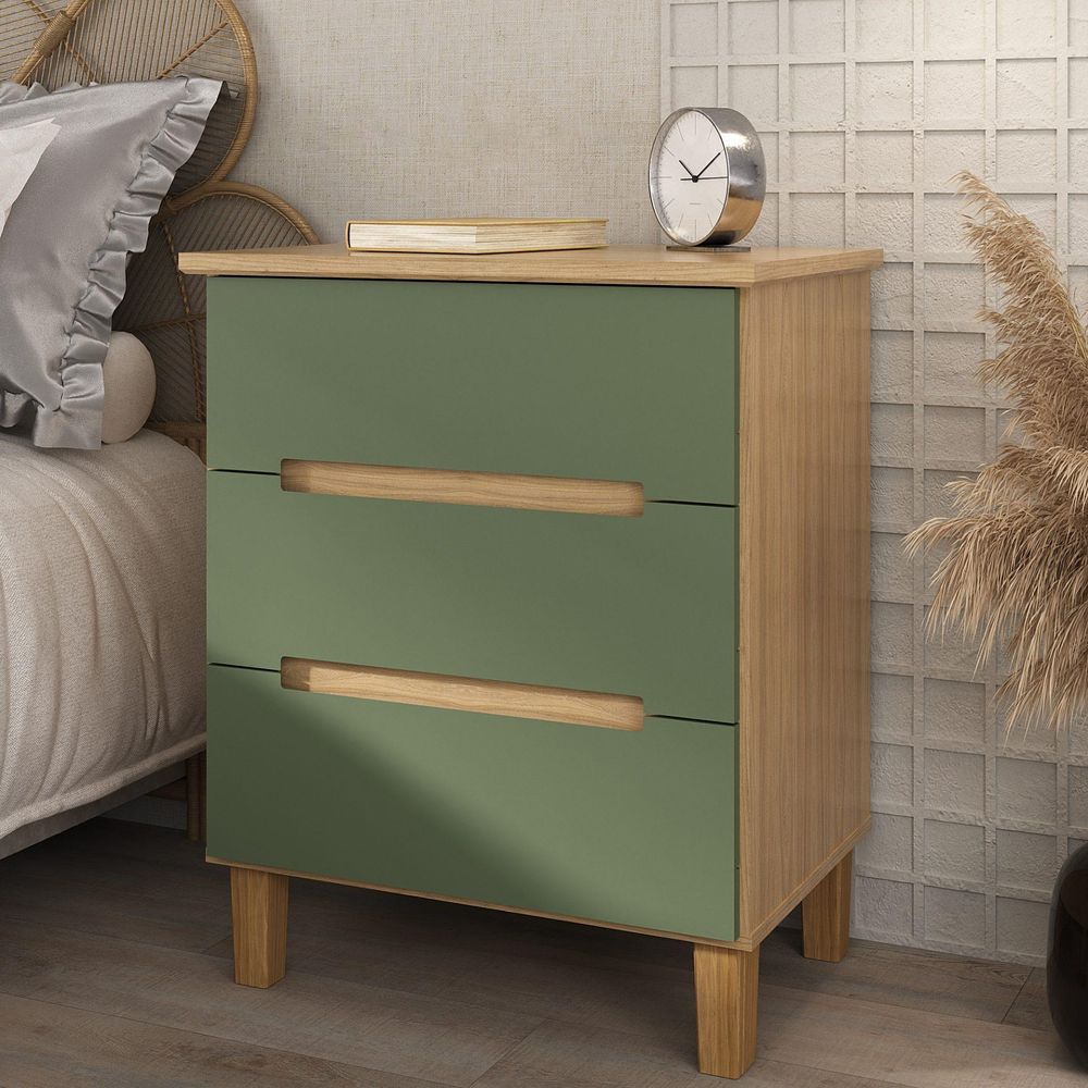 Mesa-de-Cabeceira-Logan-3-Gavetas-cor-Olmo-e-Verde-63-cm---72418
