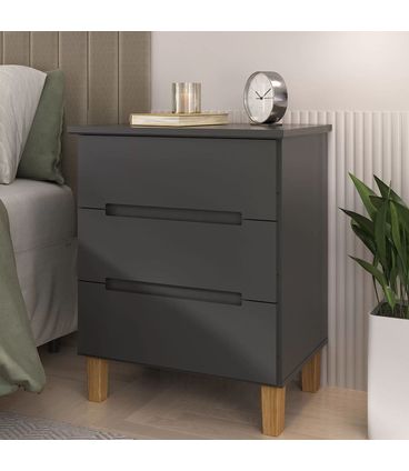 Mesa de Cabeceira Logan 3 Gavetas cor Preta 63 cm - 73101