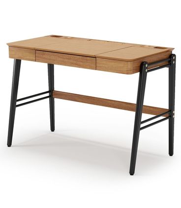 Escrivaninha Joy com 2 Divisorias e 1 Gaveta cor Champagne e Pes Pretos 112 cm - 72008