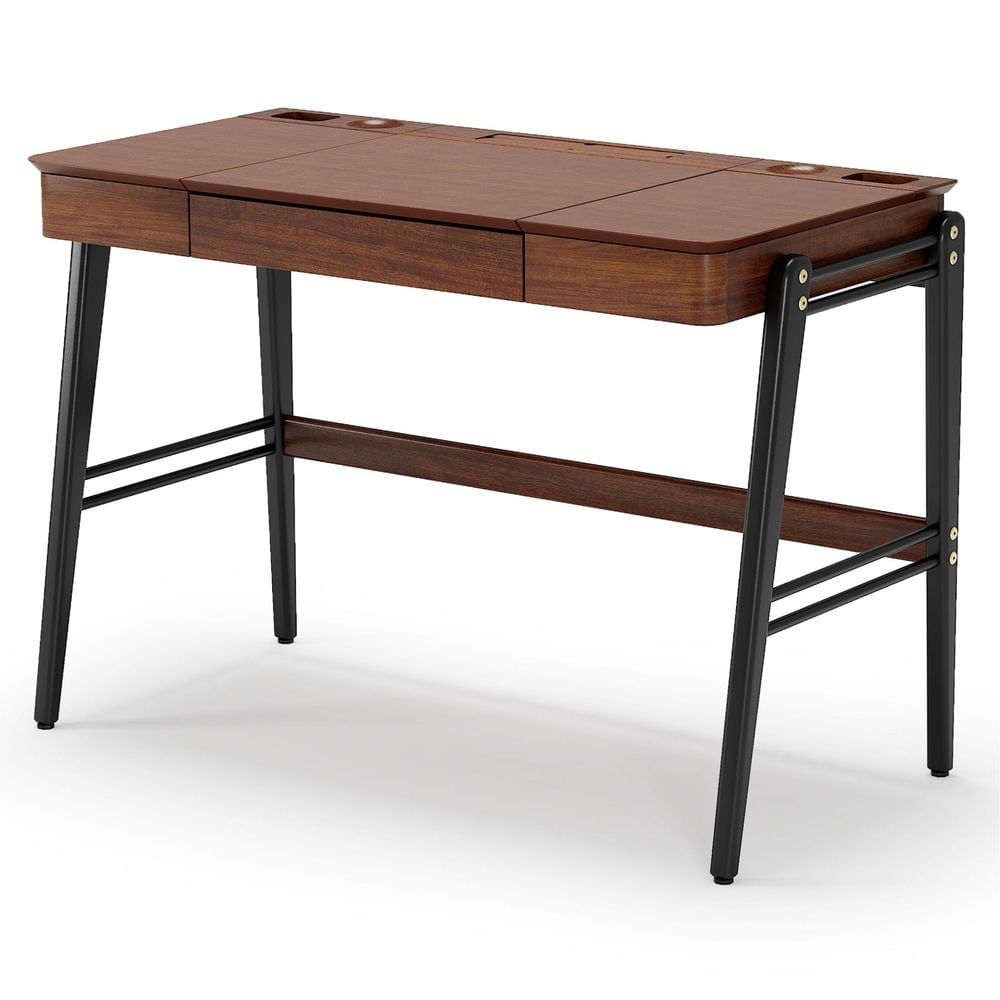 Escrivaninha-Joy-com-2-Divisorias-e-1-Gaveta-cor-Castanho-e-Pes-Pretos-112-cm---73115