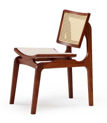 Cadeira Veronica Tela Sextavada Assento Boucle Bege e Base Castanho - 73154