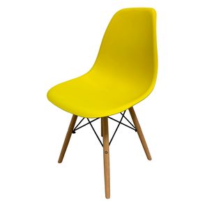 Kit 04 Cadeiras Eames Eiffel PP Amarela Base Madeira - 73126