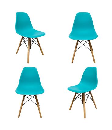 Kit 04 Cadeiras Eames Eiffel PP Tifanny Base Madeira - 73128
