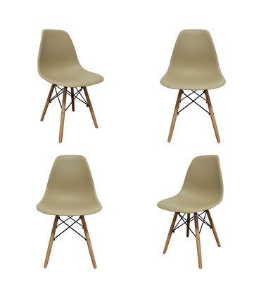 Kit 04 Cadeiras Eames Eiffel PP Fendi Base Madeira - 73130