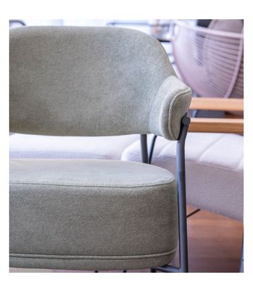 Poltrona Jurere Estofada Tecido Verde com Base em Aço Grafite - 72989