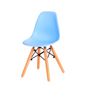Kit 04 Cadeiras Eames Infantil Azul Base Madeira - 73221