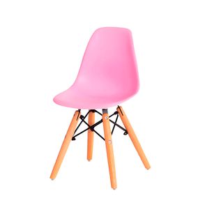 Kit 04 Cadeiras Eames Infantil Rosa Base Madeira - 73222