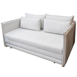 Sofa Cama Bed 2 Lugares Assento Tecido Fendi Base Madeira 152 cm - 69805