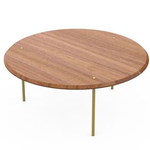 Mesa de Centro Punto Redonda Tampo Natural com Pés Aço Dourado 68 cm - 72831