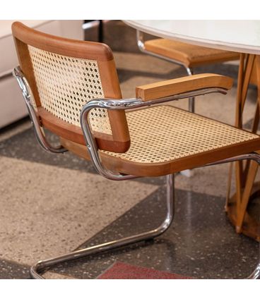 Cadeira Cesca com Braço Tela Sextavada e Base Aço Cromado - 70893