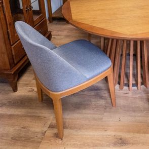 Cadeira Zara Sem Braço Tecido Linen Cinza com Estrutura Madeira Tauari - 67113