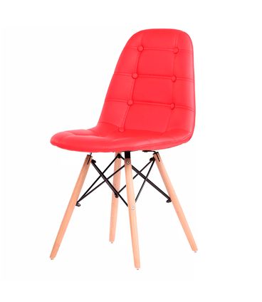 Kit 04 Cadeiras Madrid Courino Vermelho Base Madeira - 73330