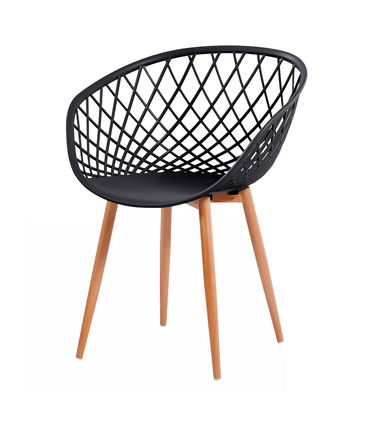 Kit 04 Cadeiras Mônaco Polipropileno Preto Base Aço - 73336