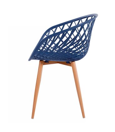 Kit 04 Cadeiras Mônaco Polipropileno Azul Marinho Base Aço - 73338