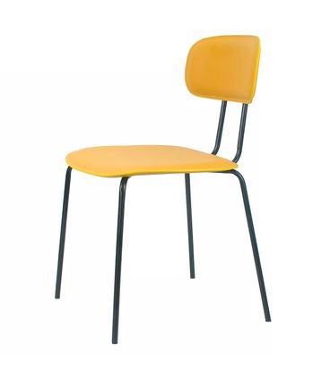 Kit 04 Cadeiras New York Courino Mostarda Base Aço - 73355