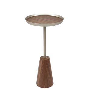 Mesa Apoio Nordic Baixa Laminado Nogueira com Bandeja Champagne 53 cm - 72631