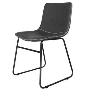 Kit 04 Cadeiras Marston Courino Preto Vintage Base Aço - 73358