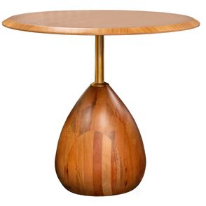 Mesa Lateral Ekko Maxxi Redonda Tampo e Base Imbuia com Haste Dourada 68 cm - 72829
