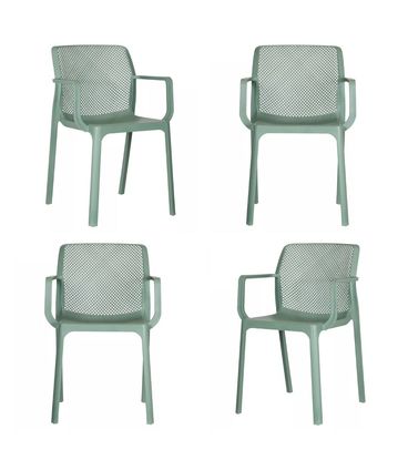 Kit 04 Cadeiras Sardenha Polipropileno Verde - 73397