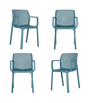 Kit 04 Cadeiras Sardenha Polipropileno Azul - 73398