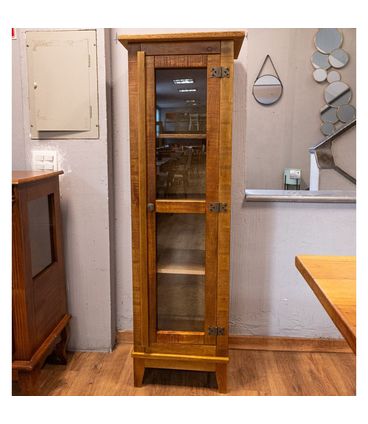 Cristaleira Torre 1 Porta em Madeira cor Rustica 150 cm - 71901