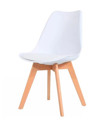 Kit 04 Cadeiras Siena Branca Base Madeira Natural - 73432