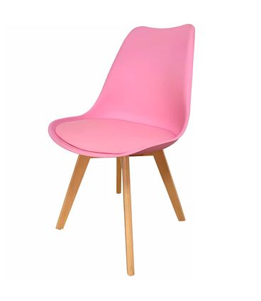 Kit 04 Cadeiras Siena Rosa Base Madeira Natural - 73435