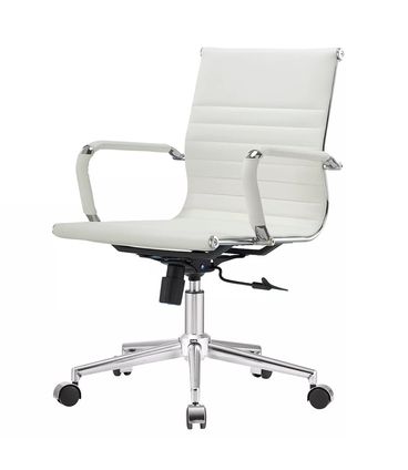 Cadeira Charles Eames Baixa Branca Base Cromada - 73488