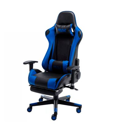 Cadeira Gamer MVP Corino Preto e Azul Base Nylon - 73491