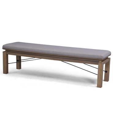 Banco Augustine Linho Brooks Palha Base Paglia Grafite 190cm - 73522