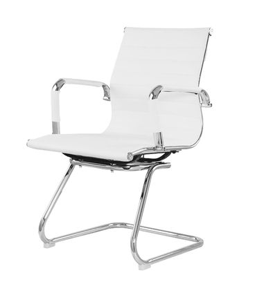 Cadeira Manhattan Fixa Courino Branca Base Cromada - 73542