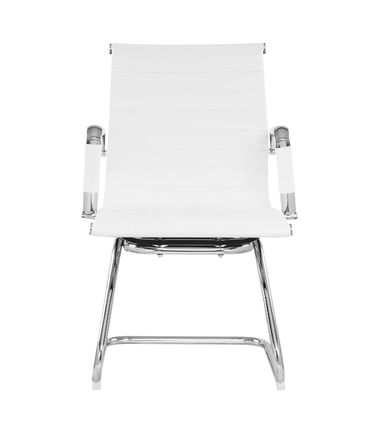 Cadeira Manhattan Fixa Courino Branca Base Cromada - 73542