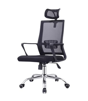 Cadeira San Diego Tela Preta Base Cromada - 58457