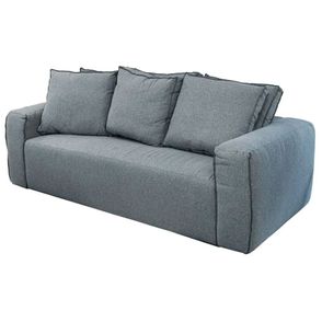 Sofa Domo 3 Lugares Estofado Linho Cinza 240cm - 73766