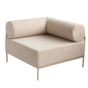 Sofá Modular Gota + Pufes Campânia Linho Aço Carbono Taupe - 74044