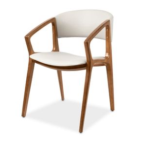Cadeira Camilly com Braço Estofada Facto Cru com Estrutura Castanho Claro - 74117