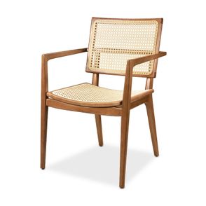 Cadeira Liz com Braço Tela Sextavada Natural com Estrutura cor Castanho Claro - 74232