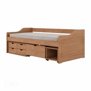 Sofá Cama Floro Solteiro cor Amêndoa com 4 Gavetas e 1 Gavetão 193 cm - 73811