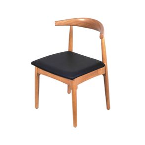 Cadeira Elbow Assento Preto Base Madeira Clara - 74348
