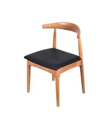 Cadeira Elbow Assento Preto Base Madeira Clara - 74348