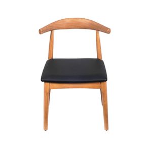 Cadeira Elbow Assento Preto Base Madeira Clara - 74348