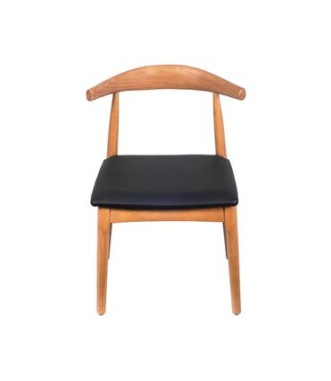 Cadeira Elbow Assento Preto Base Madeira Clara - 74348