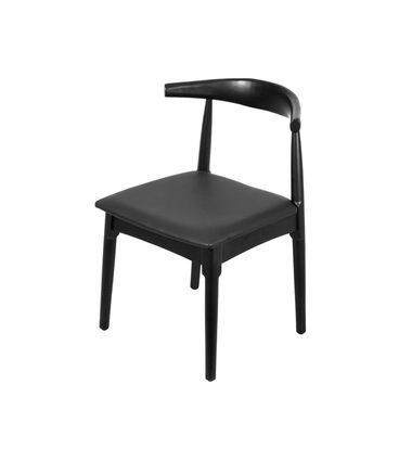 Cadeira Elbow Assento Preto Base Madeira Preta - 74349