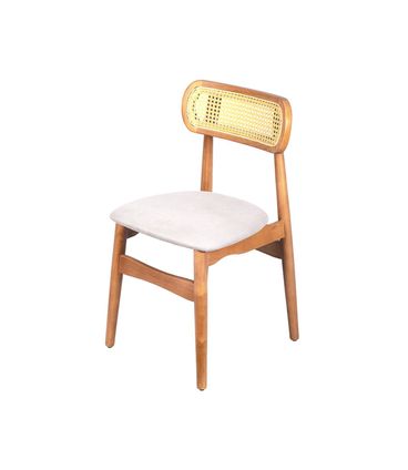 Cadeira Rainer Cinza Palha Natural Base Madeira - 74350