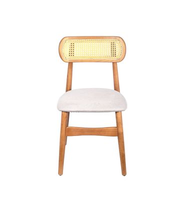 Cadeira Rainer Cinza Palha Natural Base Madeira - 74350