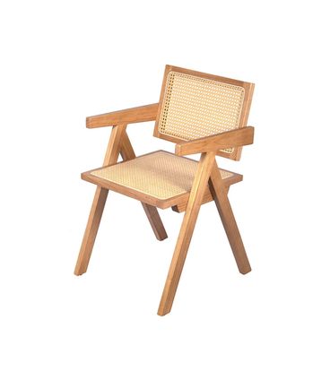 Cadeira Chandy com Braco em Palha Clara com Estrutura Madeira Clara - 74352