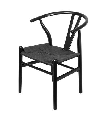 Cadeira Valentina Wishbone cor Preta Base Madeira- 73145